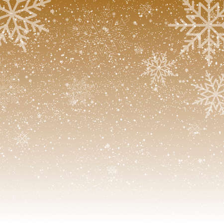 Christmas and New Year background with falling gold snowflakes. Vector .のイラスト素材