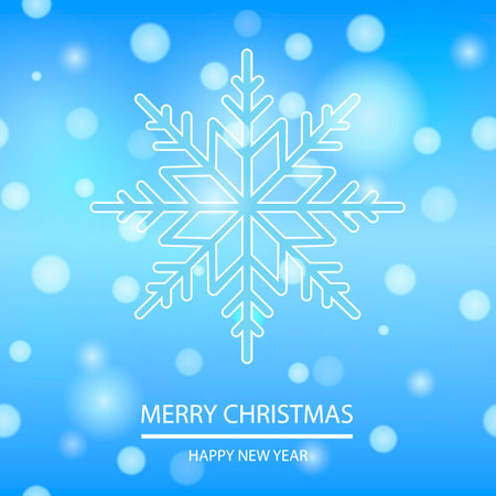 Blue Christmas background with snow flakes and defocused lights. Vector.のイラスト素材