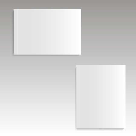 Blank empty magazine, album or book template lying on a gray background. vectorのイラスト素材
