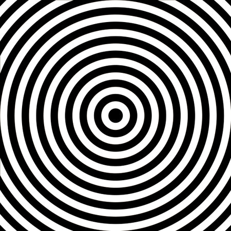 Concentric abstract circle pattern. Black and white graphics. Vector.