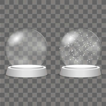 Christmas Globe with falling snow on transparent background. Vector.のイラスト素材