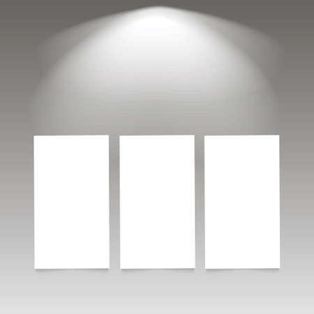 Stage illuminated spotlight with posters Vector illustration .のイラスト素材