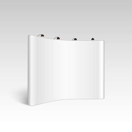 White blank trade exhibition pop up stands for presentation with backlights isolated on grey background. Vector


のイラスト素材