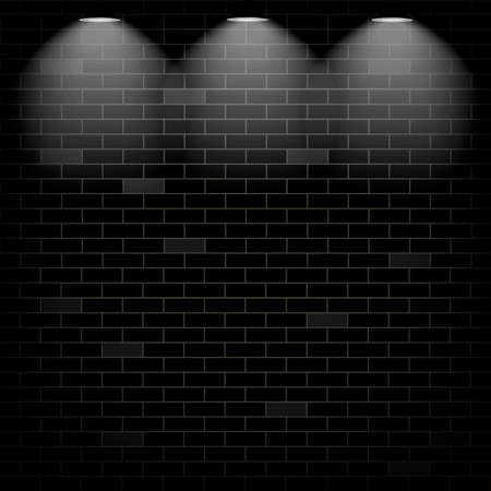 Vector scene illuminated spotlight. Black bricks wall background.

のイラスト素材
