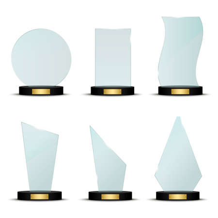 Set of glass trophy award. Vector illustration isolated on white background.

のイラスト素材