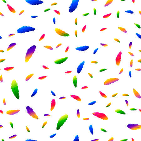 Seamless pattern of different colors feather . vector illustration.のイラスト素材