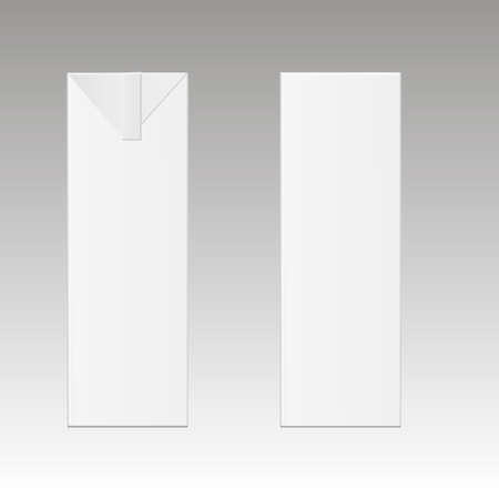 Mock up of milk or juice box on white background. Realistic carton one liter package.  Vector illustration.のイラスト素材