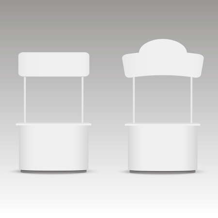Promotion trade stand. White empty stand with a signboard. Vector illustration.

のイラスト素材