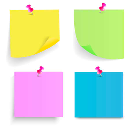 Colorful stickers with pin on white background. Vector.のイラスト素材