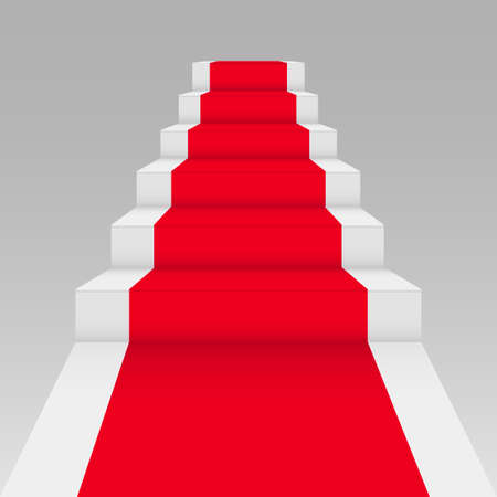 Staircase and red carpet. 3d illustration isolated on grey background. Vector.

のイラスト素材