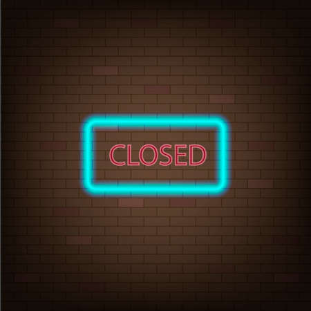 Neon sign with the word closed on a brick wall. Stock vector illustration.
のイラスト素材