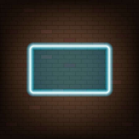 Neon frame hanging on the brick wall. Stock vector illustration.
のイラスト素材