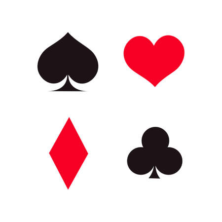 Playing card symbols on white background. Card symbols, icons. Casino concept. Vector
のイラスト素材