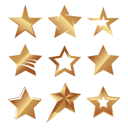 Set of different golden stars vector illustration.のイラスト素材