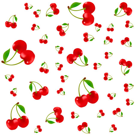 Seamless pattern with cherry on white background. vector texture for textile, wrapping, wallpapers...