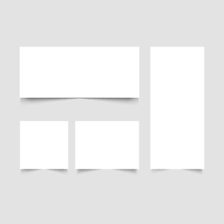 White frame banners with shadows on the gray background. Vector illustration. White paper cards template. Realistic vector mock upのイラスト素材