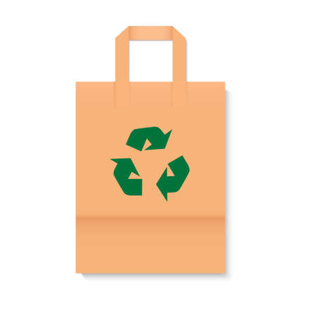 Blank realistic paper bag for recycle mockup. Vector illustrationのイラスト素材