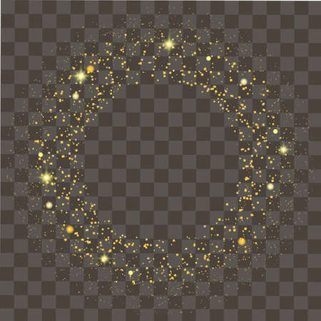 Round frame glowing golden lights for your design on transparent background.のイラスト素材