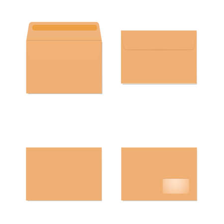 Blank realistic envelope set. Vector mockup ready for your design. Vector illustration.のイラスト素材