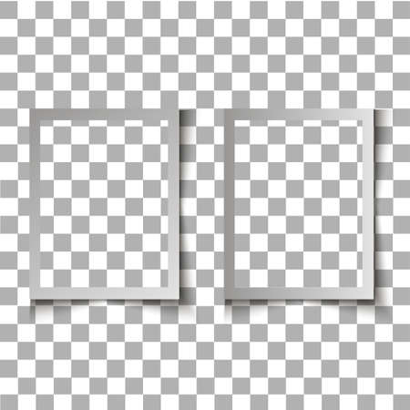 Set of realistic blank picture frame with soft transparent shadow.のイラスト素材
