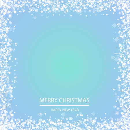 Christmas frame with snow flakes on blue background. Vector.のイラスト素材
