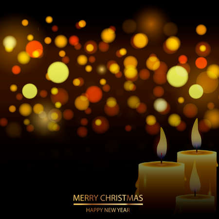 Christmas defocusbackground with snow and candle.のイラスト素材