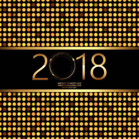 Happy New Year background with disco lights on black. Vector.のイラスト素材