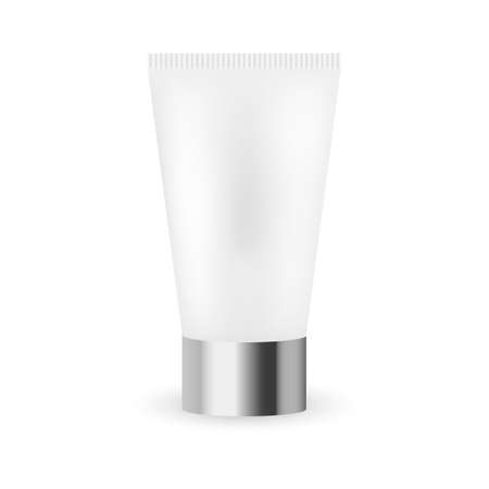 Package design cosmetic products. White realistic tube. Vector illustrationのイラスト素材