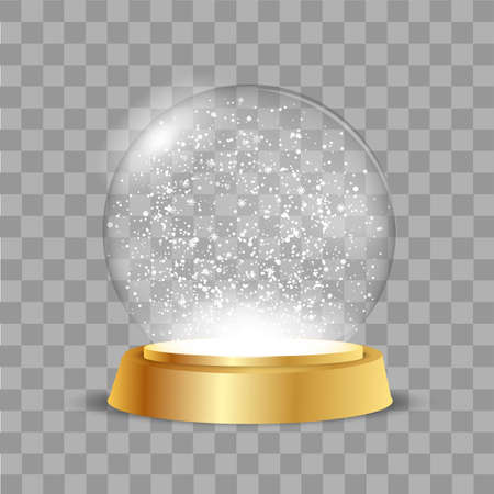 Christmas globe with falling snow on transparent background. Vectorのイラスト素材
