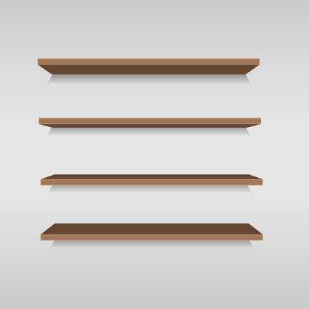 Empty brown shop shelf, retail shelves, 3d store wall display vector illustration
のイラスト素材