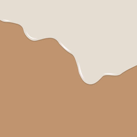 Milk, yogurt or cream dripping on brown background. Vector illustration.のイラスト素材
