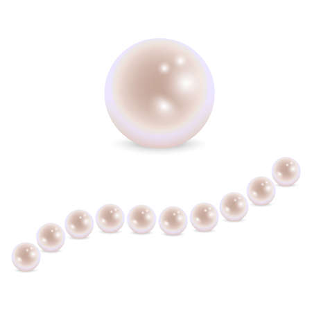 Realistic Pearl and chain. Vector illustration.のイラスト素材