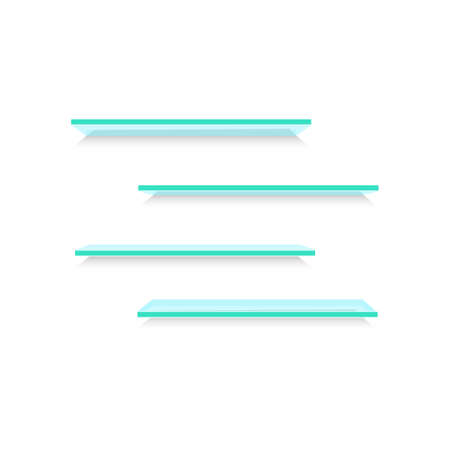 Empty glass shelves on light grey background. Vector illustration.のイラスト素材