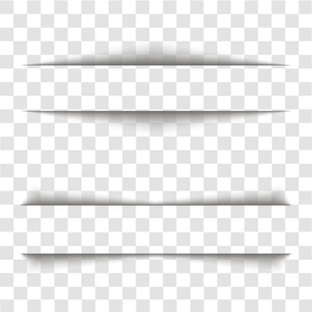 Transparent realistic paper shadow effect set. Abstract vector illustration for your design and business on transparent backgroundのイラスト素材