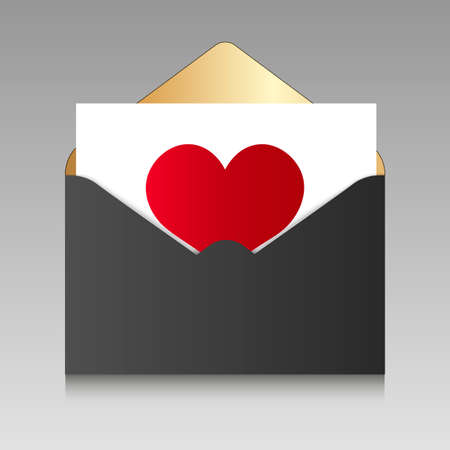 Realistic black envelope with heart isolated on a background.のイラスト素材