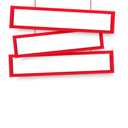 Blank red wonky hanging banners.のイラスト素材
