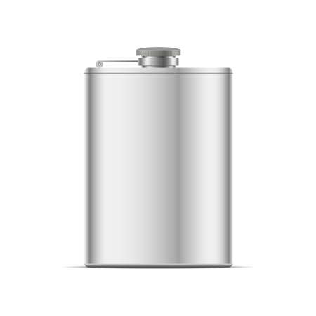 Realistic metal hip flask illustration.のイラスト素材