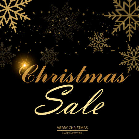 Christmas sale poster with falling snowflakes. Vector.のイラスト素材