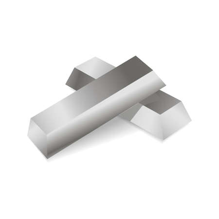 Realistic silver ingots. Vector illustration.のイラスト素材