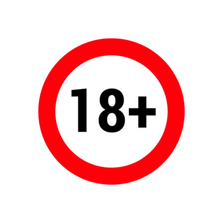 Under eighteen years prohibition sign, adults only, vector illustration.のイラスト素材