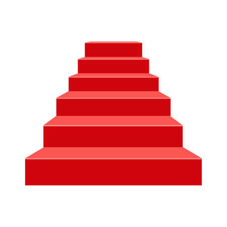 Red stairs Stage podium with 6 steps. Vector illustration.のイラスト素材