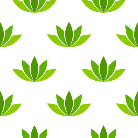 Green lotus flower seamless pattern. Vectorのイラスト素材