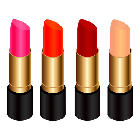 Realistic lipsticks different colors on white backgroundのイラスト素材