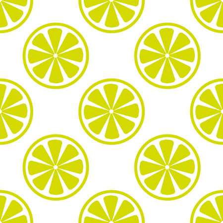 Vector bright lime slices seamless background. Green organic flat illustration.

