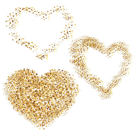 Golden hearts with sparkles for your design. Vector.のイラスト素材