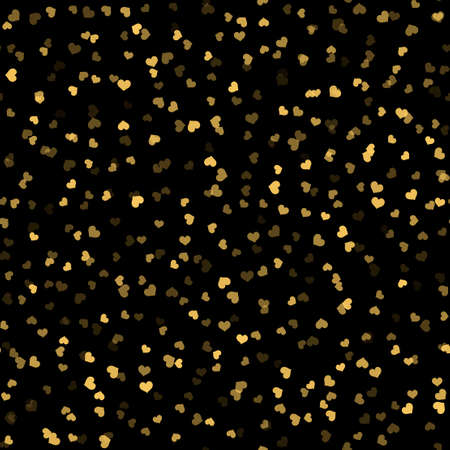Seamless pattern with falling gold hearts on black background.のイラスト素材