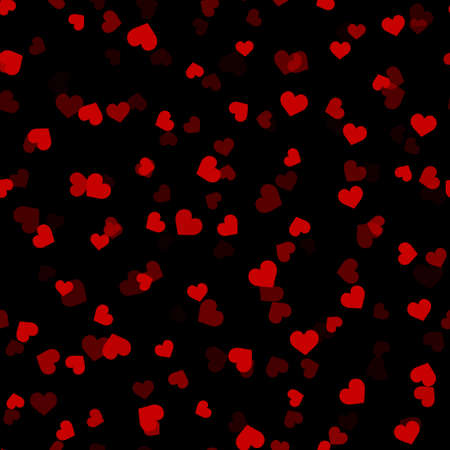 Seamless pattern with red paper hearts on black background.のイラスト素材