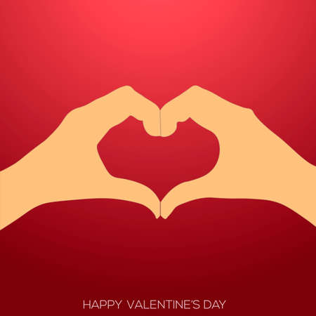Valentine's day greeting card with hand shape heart. Vector.のイラスト素材