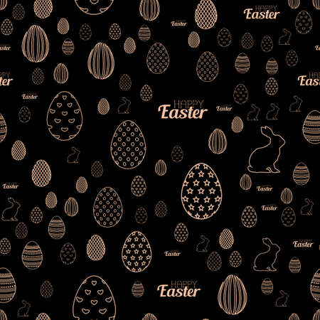 Seamless Easter Pattern with eggs and rabbit.のイラスト素材