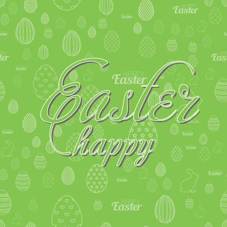 Happy Easter greeting card with handwritten text and eggs. Vectorのイラスト素材